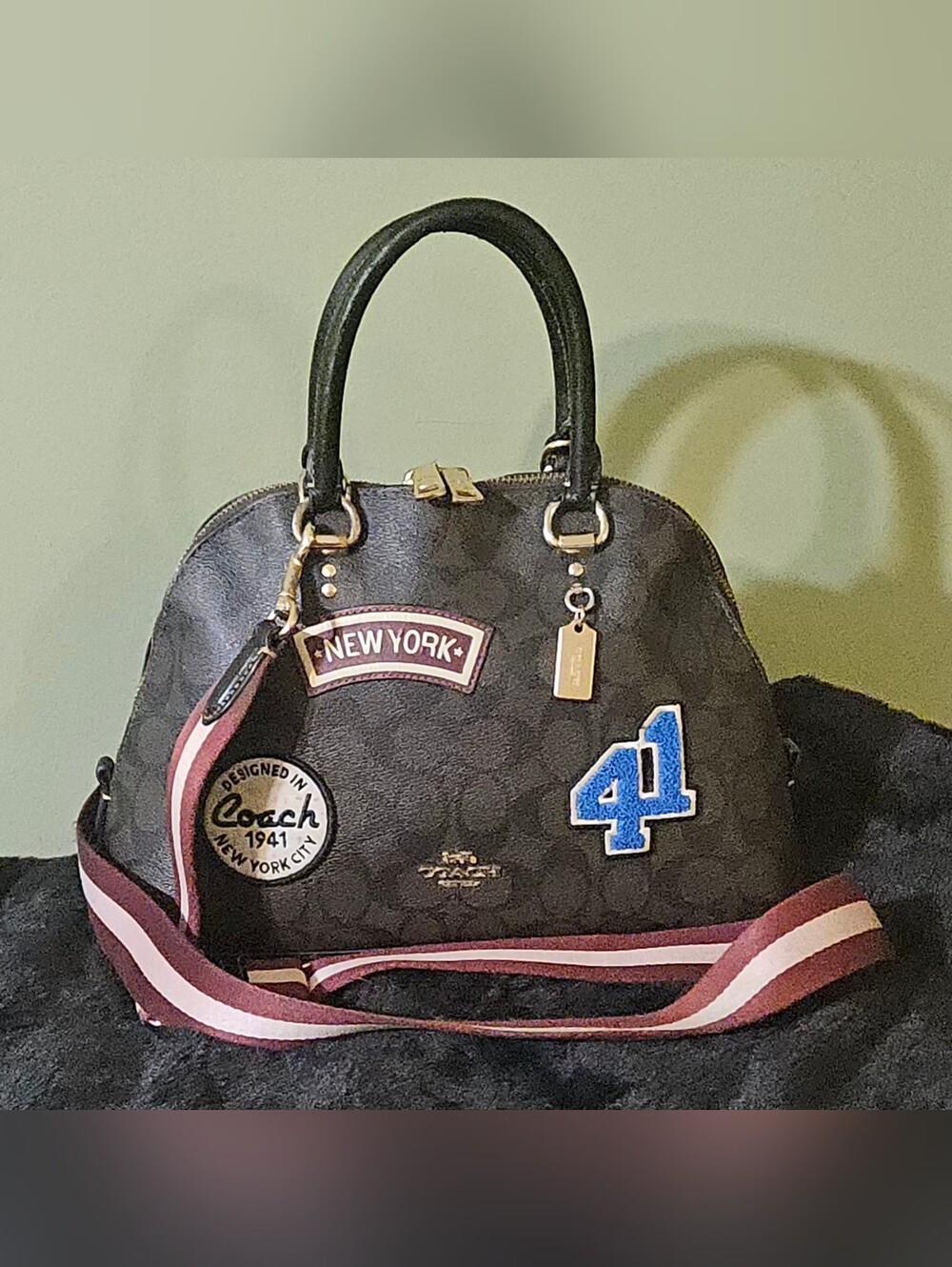 Coach Katy Satchel In Signature Canvas With Ski Patches With Coa